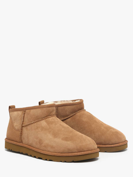 Boots Classic Ultra Mini En Cuir Ugg Marron men 1137391 vue secondaire 1