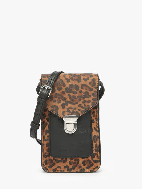 Le Porte-téléphone Léopard Cuir Paul marius Noir leopard TELEPLEO