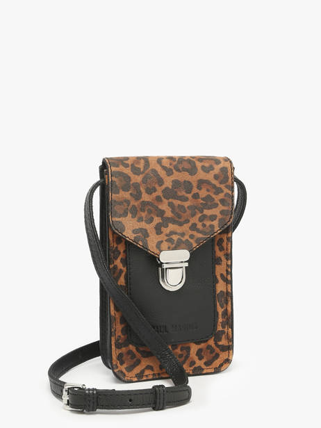 Le Porte-téléphone Léopard Cuir Paul marius Noir leopard TELEPLEO vue secondaire 1