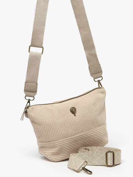 Sac Bandoulière Velours Le voyage en panier Beige velours AHP239 vue secondaire 1