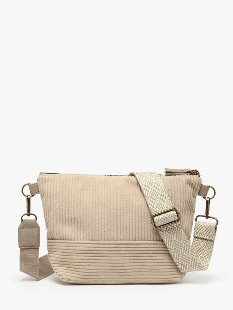 Sac Bandoulière Velours Le voyage en panier Beige velours AHP239 vue secondaire 3