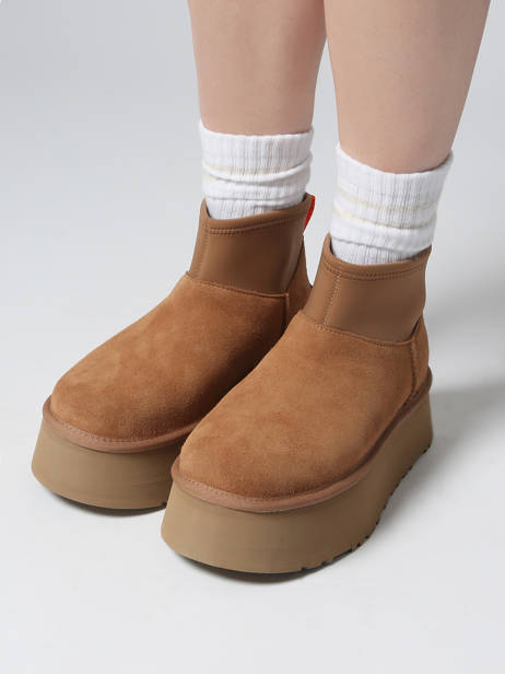Boots Classic Mini Dipper Semelle Compensée En Cuir Ugg Marron women 1168170 vue secondaire 1