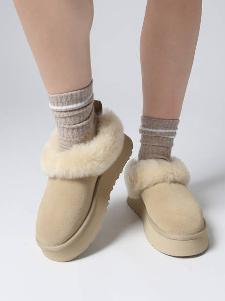 Bottines Plateforme En Cuir Ugg Beige women 1171393 vue secondaire 1