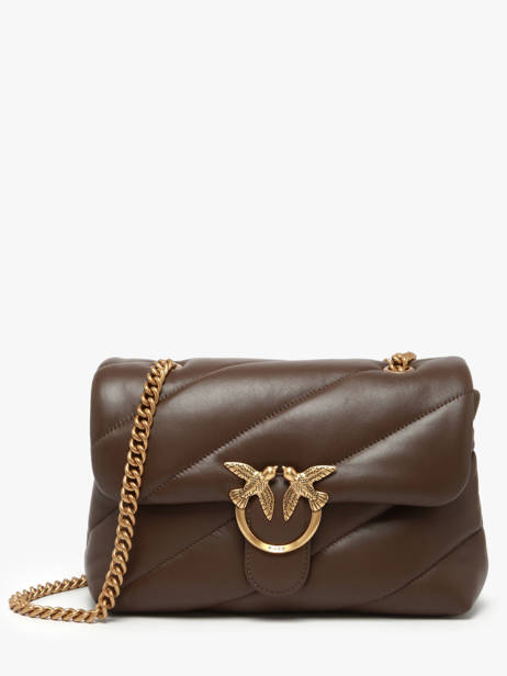 Sac Bandoulière Love Bag Puff Cuir Pinko Marron love bag puff A0F2