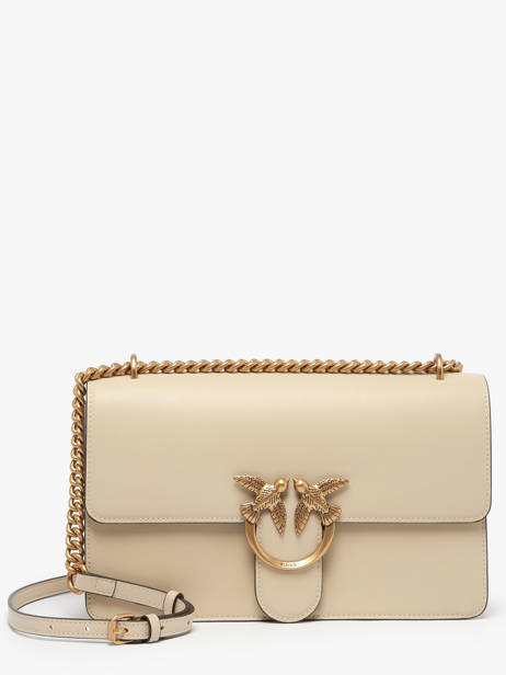 Sac Bandoulière Love Bag Icon Cuir Pinko Beige love bag icon A0F1