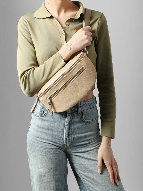 Sac Banane Cuir Milano Beige velvet caviar VC24111 vue secondaire 1